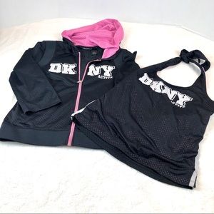 DKNY Active Wear Set Halter Tank & Jacket Size M